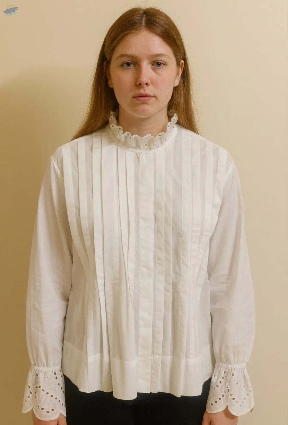 Ladies Pleated Top White
