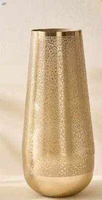 Etched Metal Floor Vase
