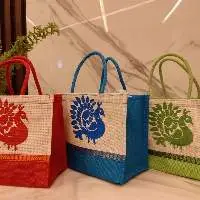 Colorful Printed Jute Shopping Bags