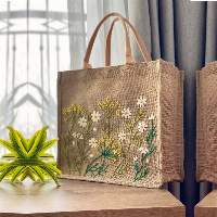 Floral Printed Designer Jute Bag