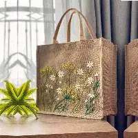 Floral Printed Designer Jute Bag