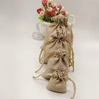 Decorative Jute Gift Bags with Flowers
