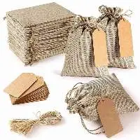 Flat Jute Gift Bags with Tags