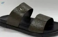 Green Textured Two-Strap Sandals