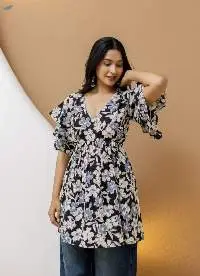 Mohini Midnight Bloom Floral Back-Tie Top