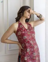 Mohini Red Halter-Neck Corset Kurti