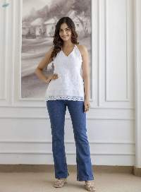 Mohini Chikankari Halter-Neck Backless Kurti