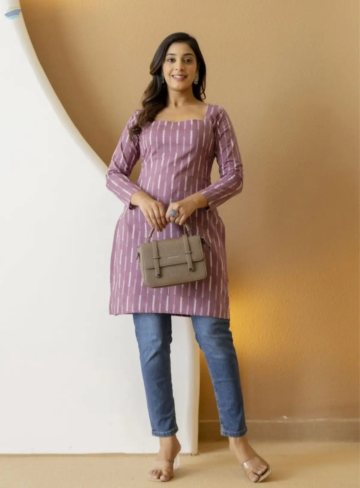 Mohini Dusty Mauve Back Tie-Up Corset Kurti
