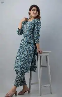 Nayra Blue Straight Kurti Pant Set
