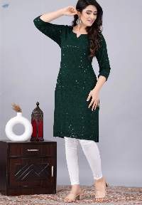 Noor Green Chikankari Kurti for Women