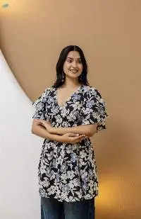 Mohini Midnight Bloom Floral Back-Tie Top