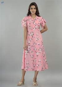Elira Light Pink Printed Maxi Dress