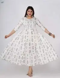 Amaira White Floral Anarkali Kurti