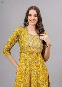 Yellow Printed Anarkali Flared Kurta