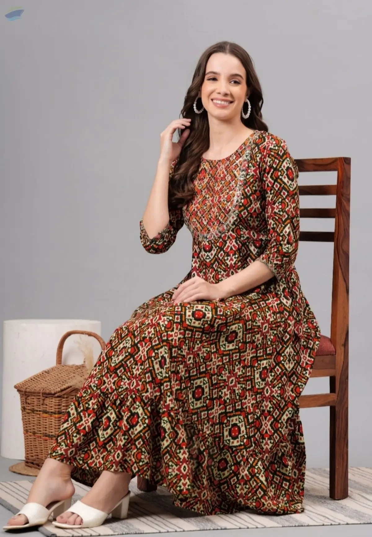 Ivaya Multicolor Cotton Anarkali Kurti