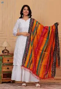 Ira White Kurti Skirt & Dupatta Set