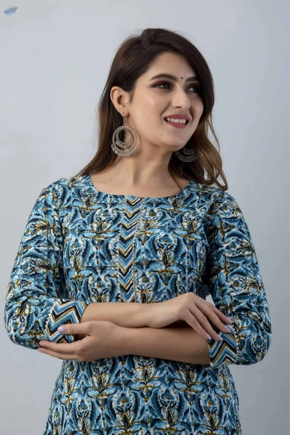 Nayra Blue Straight Kurti Pant Set