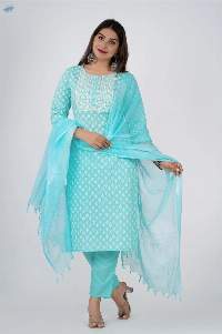 Zyani Sky Blue Kurti with Dupatta Set