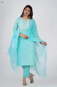 Zyani Sky Blue Kurti with Dupatta Set