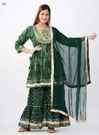Zehra Green Kurta Sharara Dupatta Set