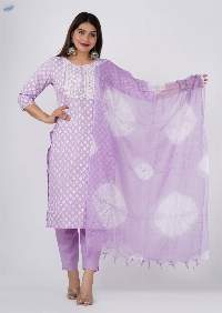 Zyani Purple Kurti Pant & Dupatta Set