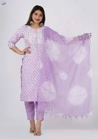 Zyani Purple Kurti Pant & Dupatta Set