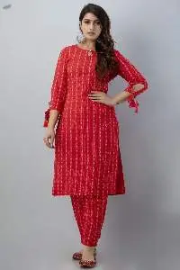 Mehira Red Printed Kurti Pant Set