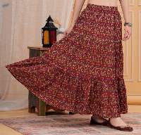 Zyra Crimson Red Long Maxi Skirt
