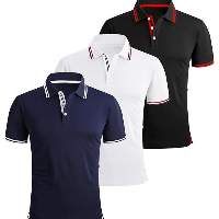Mens Short Sleeve T Shirt Tipped Collar  