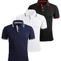 Mens Short Sleeve T Shirt Tipped Collar  
