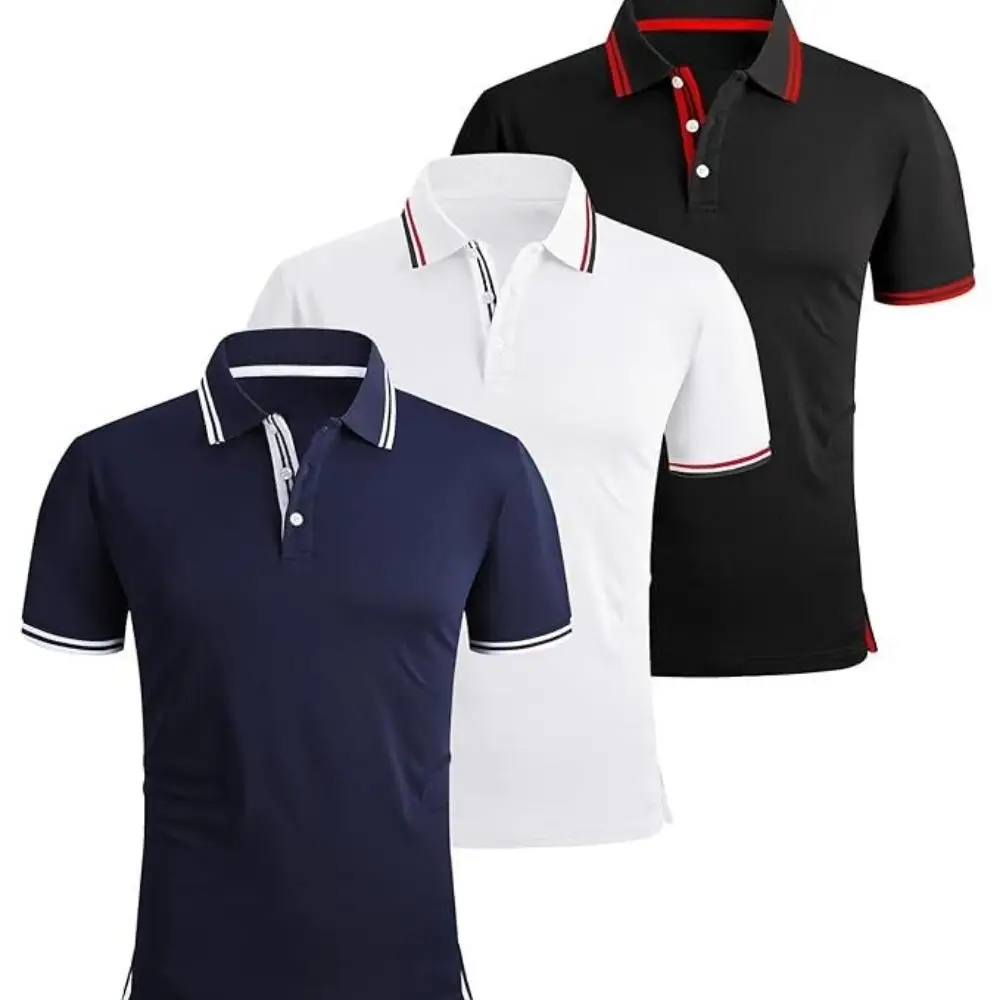 Mens Short Sleeve T Shirt Tipped Collar  