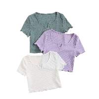 Women's Cute Crop Top Loose Solid Eco-Friendly