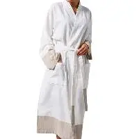Elegant White Bathrobe Women Spandex/Cotton