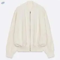 Pleated Fleece Bomber Jacket