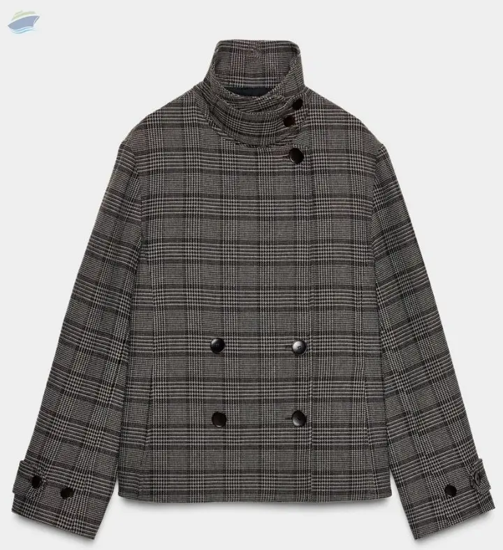 Checked Double-breasted Jacket