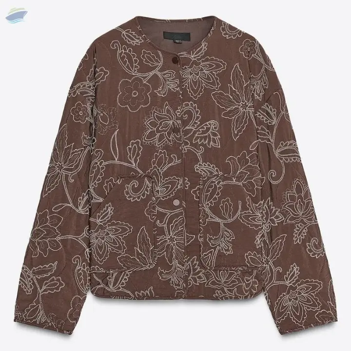 Rubberised Embroidered Puffer Jacket