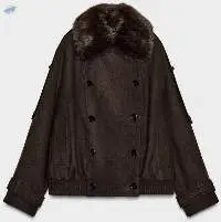Wool Blend Jacket With Faux Fur Collar