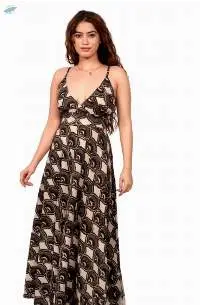 Earthy Abstract Print Plunge Dress