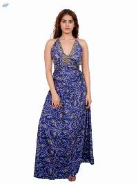 Tulip Print Halter Flared Maxi Dress