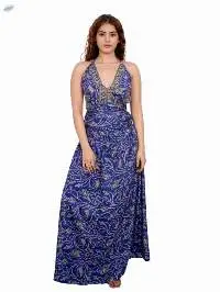 Tulip Print Halter Flared Maxi Dress