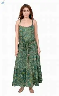 Green Floral Tiered Maxi Dress