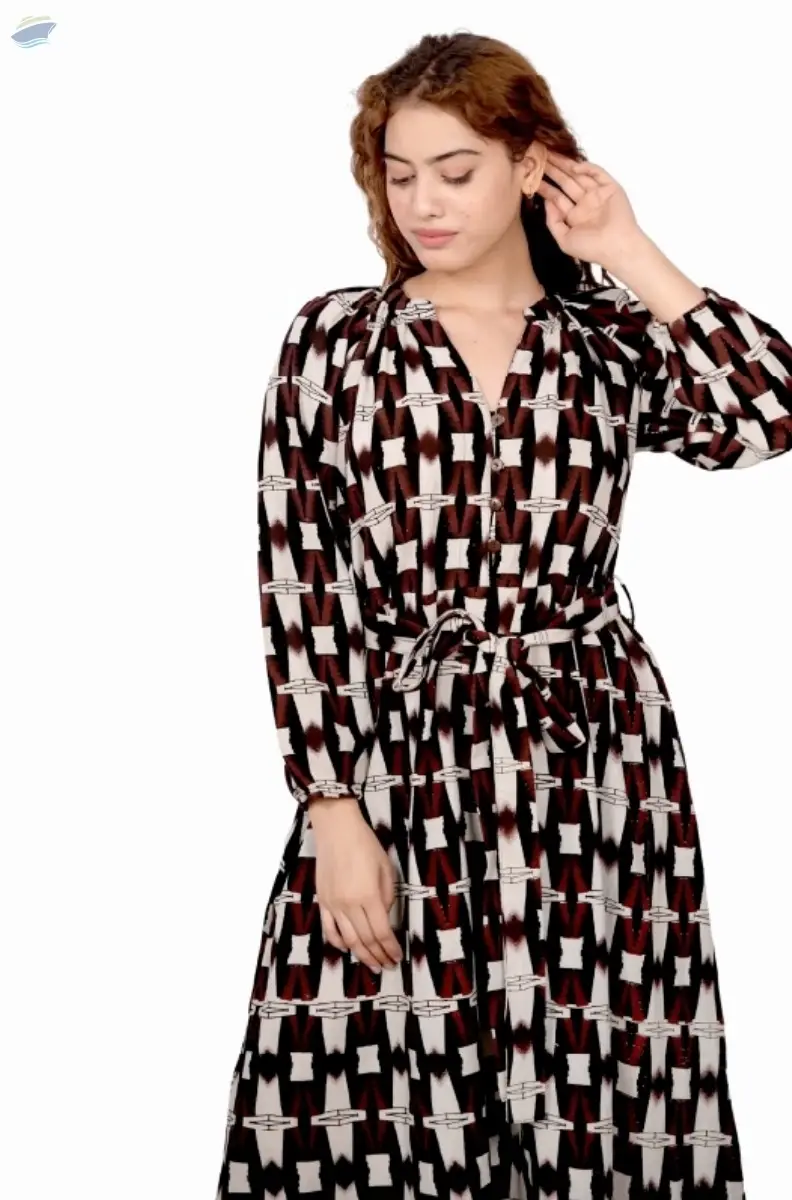 Cinnamon Geometric Tie Maxi Dress
