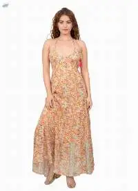 Taupe Floral Ruffle Maxi Dress