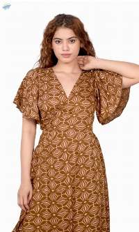 Ochre Botanical Cut-out Maxi Dress