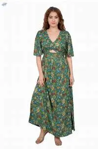 Rust Animal Print Wrap Maxi Dress