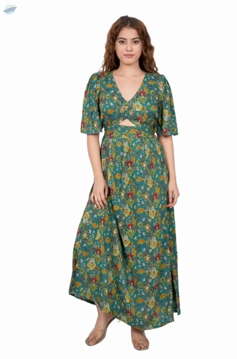 Rust Animal Print Wrap Maxi Dress