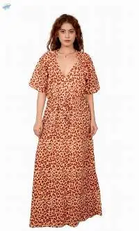 Green Wave Print Sleeveless Maxi