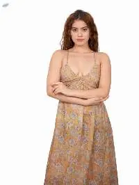 Walnut Abstract Tiered Maxi Dress