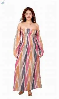 Multicolor Ikat Off-shoulder Maxi