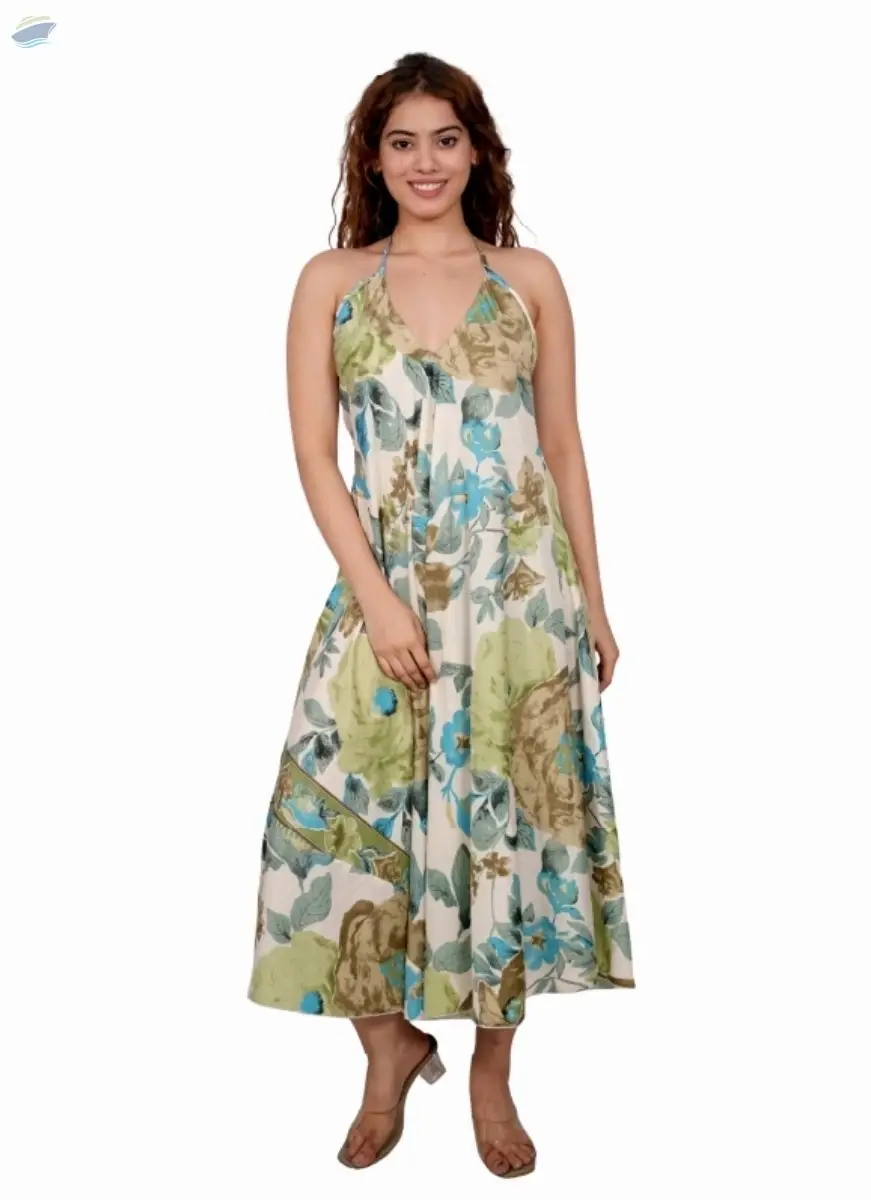 Orange Tropical Leaf Slit Maxi